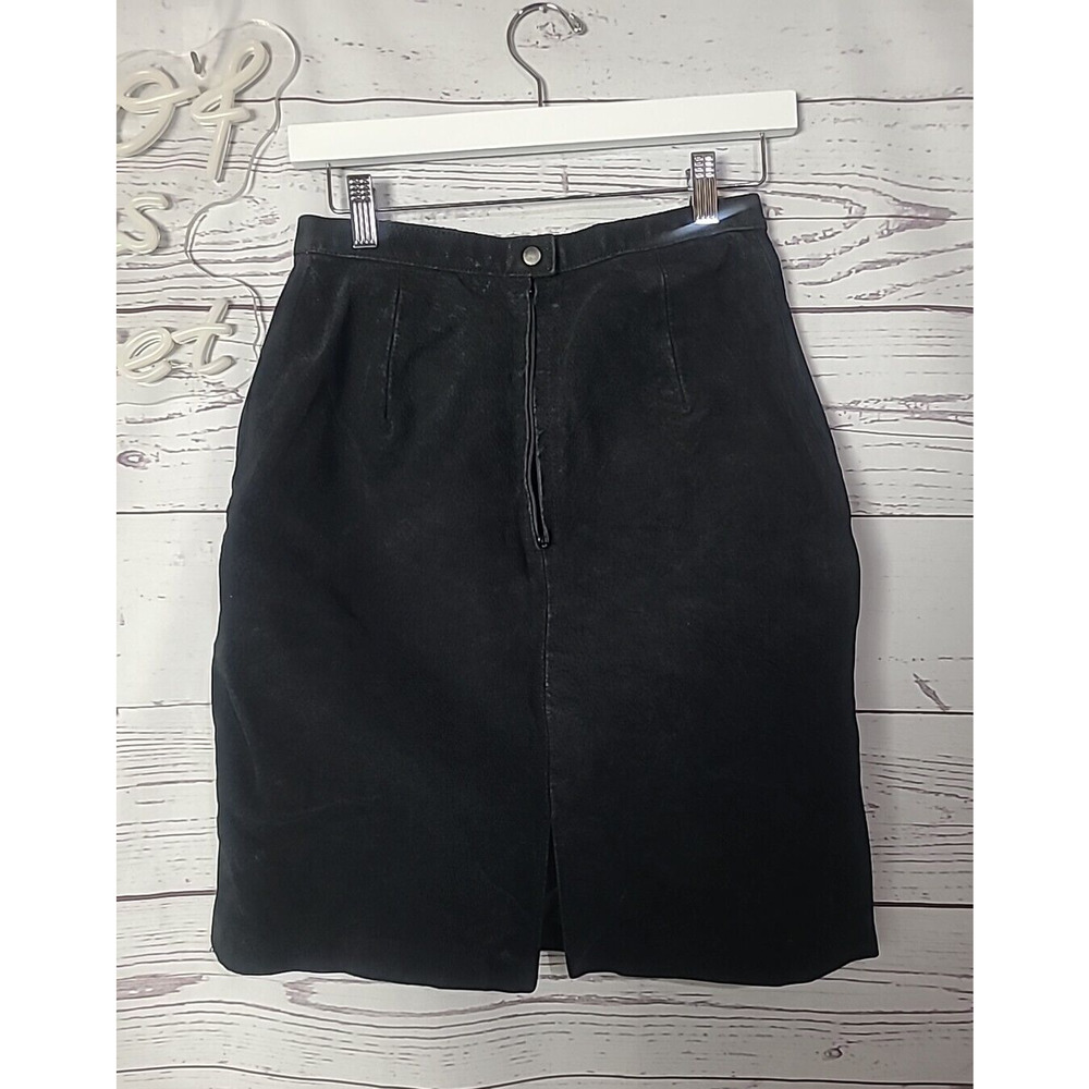 VTG Phoenix Black‎ Straight Pencil Pig Skin Western Casual Mini Skirt Size 11/12